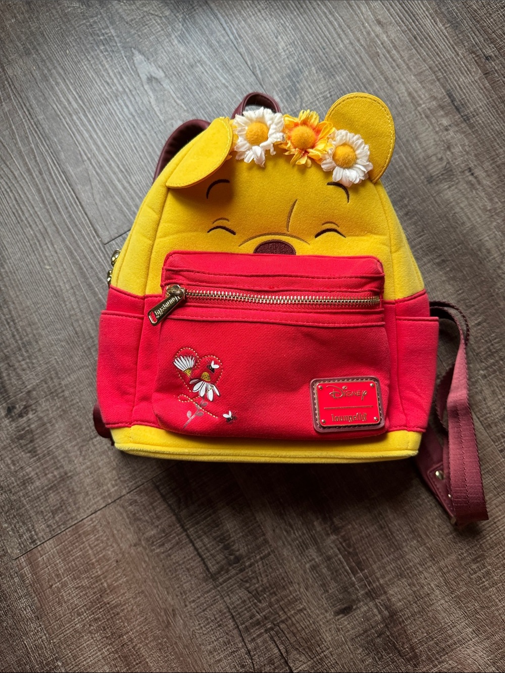 Loungefly Disney Winnie the Pooh Yellow and Red Floral Mini Backpack